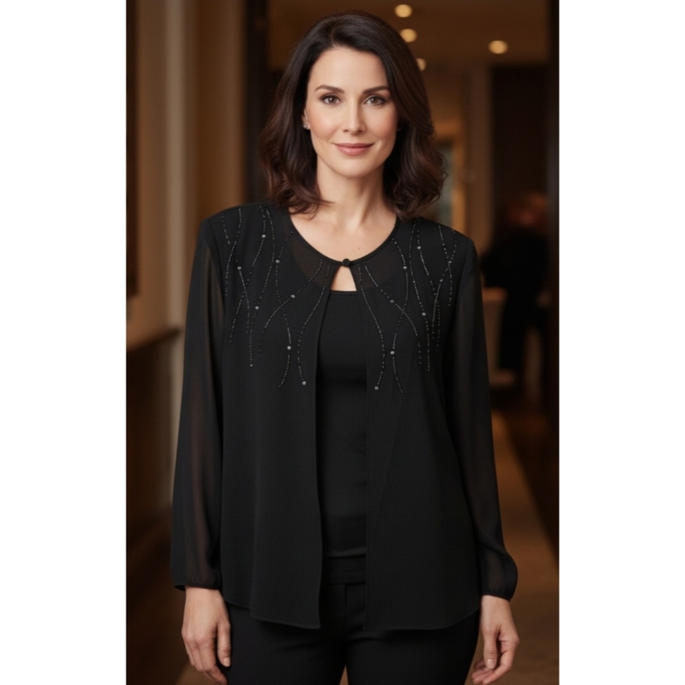 Adrianna Papell Beaded Blouse, M, NWT